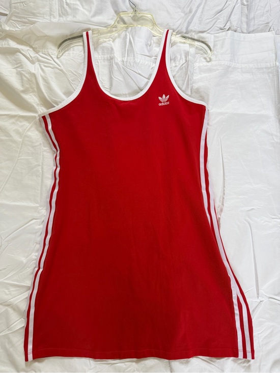 adidas Dresses & Skirts - adidas Red Tank Dress with White Trim and Stripes